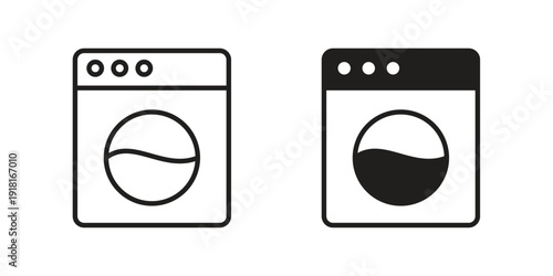 Washing machine icons for graphic design, logo, Web site, social media, UI, mobile app, vector illustration