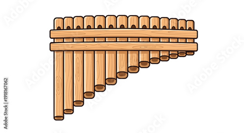 Vector illustration of a panpipe isolated on transparent background