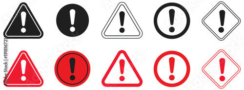 Caution signs, symbols of danger and warning signs, vector icon set including hazard, alert, and safety symbols, perfect for workplace safety, public areas, construction sites, educational materials, 