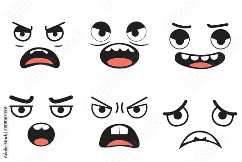 Collection of angry and disgusted cartoon faces