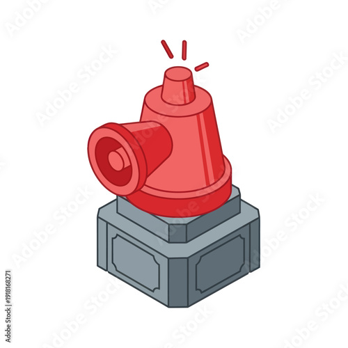 Red Fire Hydrant Illustration on Gray Base.