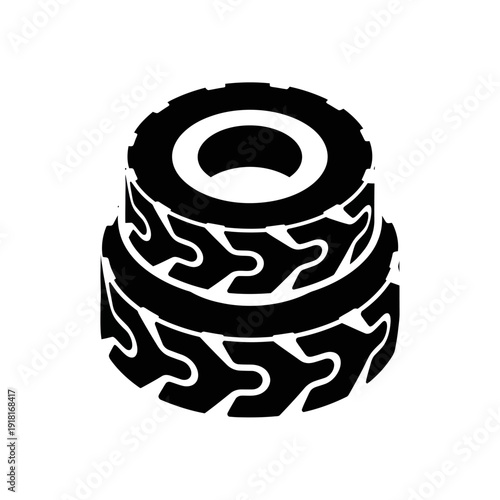 Stacked Tires with Tread Patterns.