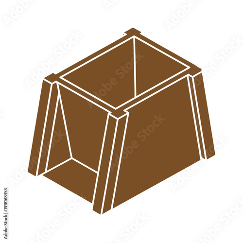 Brown 3D Cube Geometric Shape Illustration.