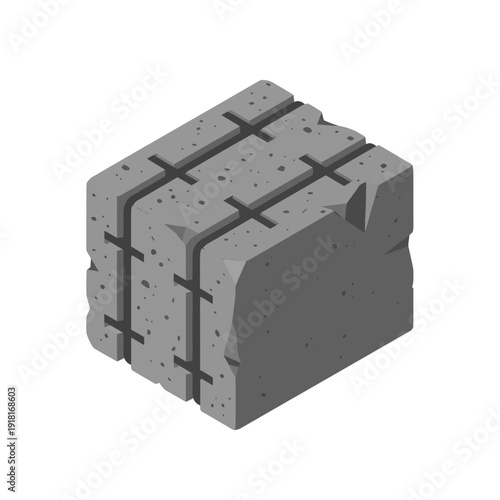 Grey Concrete Block with Interlocking Design.