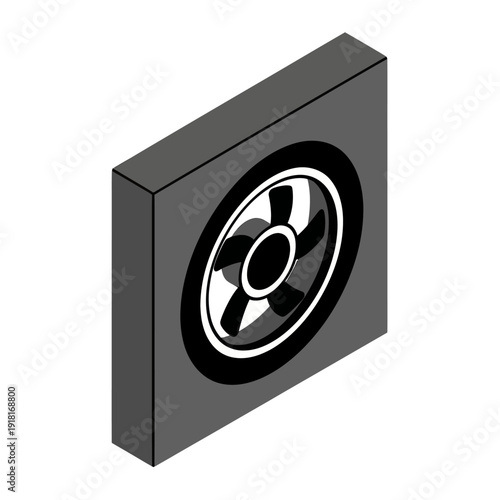 Black Computer Speaker with Ventilation Fan.