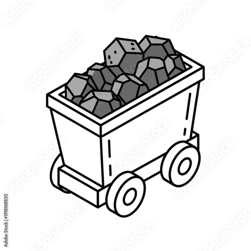 Cart Loaded with Coal on Wheels.