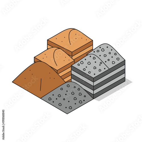 Layered Geological Rock Formation Illustration.