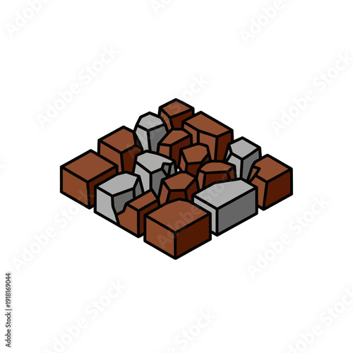 Pile of 3D Cubes in Various Colors.