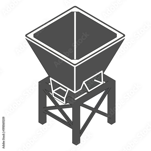 Industrial Hopper Container on Metal Stand.