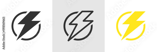 Thunderbolt lightning. Lightning bolt icons. Electric thunder bolt lightning flash icons set.