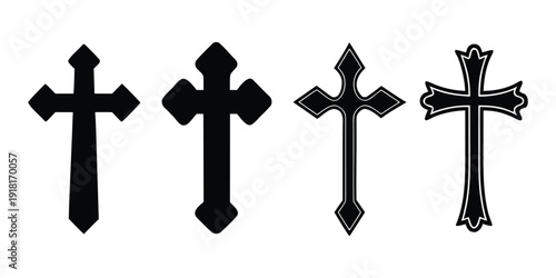 Christian cross icon. Religious cross. Vector illustration 