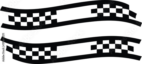 racing stripe graphics for car vinyl decals. Vector collection of modern motorsport elements with checkered flag and finish line designs.