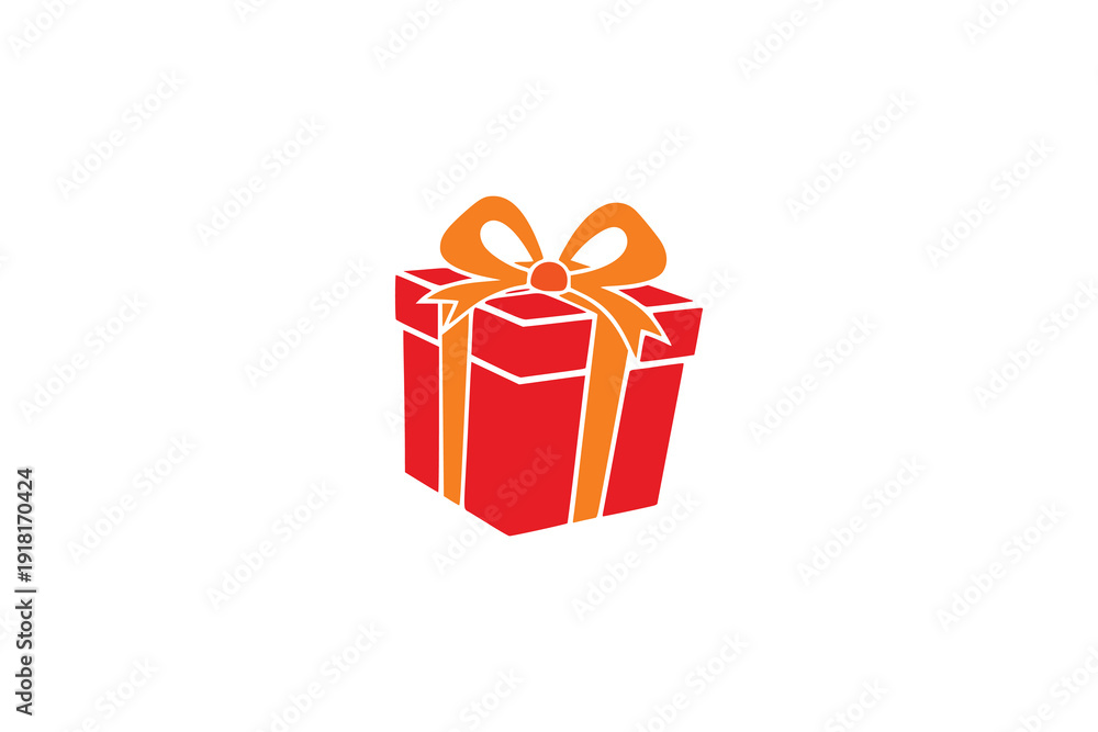 Fototapeta premium Red Gift Box with Golden Ribbon Vector Illustration