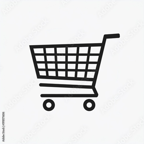 Empty shopping cart icon isolated on white background for retail and ecommerce design