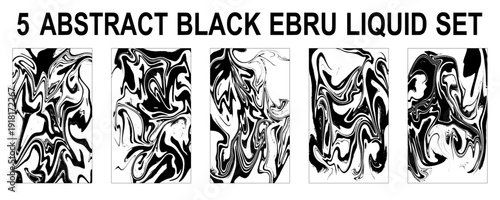 Minimal Black and White Liquid Art Textures. 