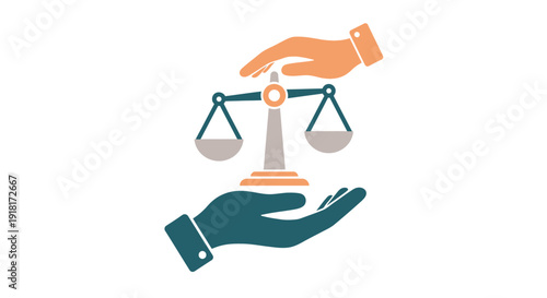 Hands supporting scales of justice representing fairness and legal balance