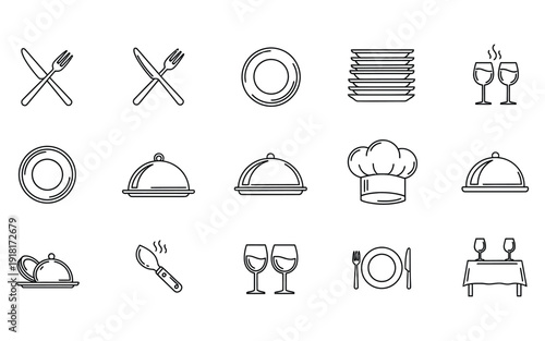 Restaurant and dining icons set