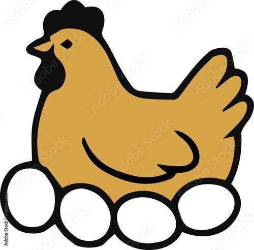 hen laying on eggs vector