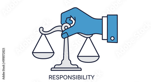 Scales of justice held by a hand symbolizing responsibility and legal concepts