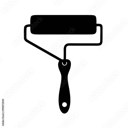 Black painting tools silhouette,vector silhouette of paint roller