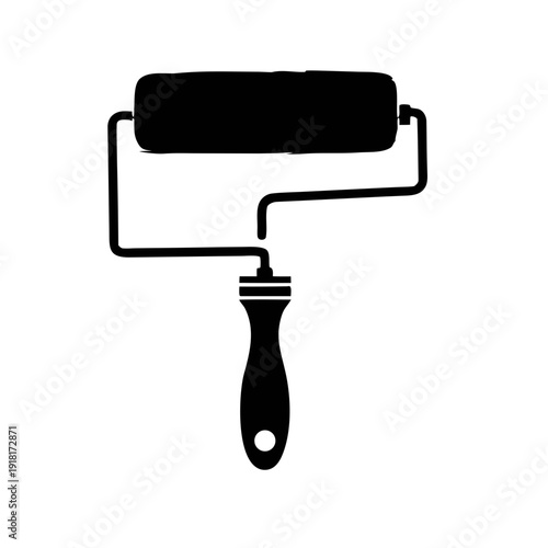 Black painting tools silhouette,vector silhouette of paint roller