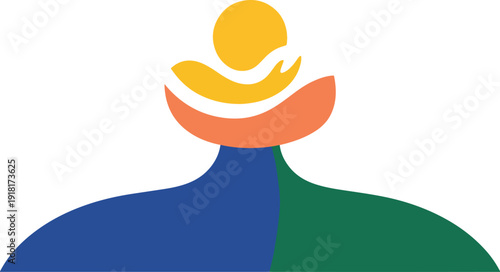 Abstract Blooming Flower or Wellness Human Figure Logo