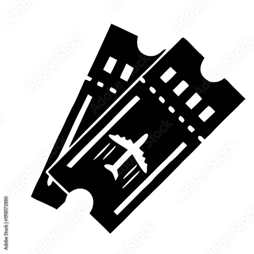 Black travel silhouette passport, travel tickets,suitcase icon vector