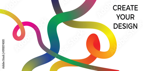 Vibrant rainbow colored swirls design template