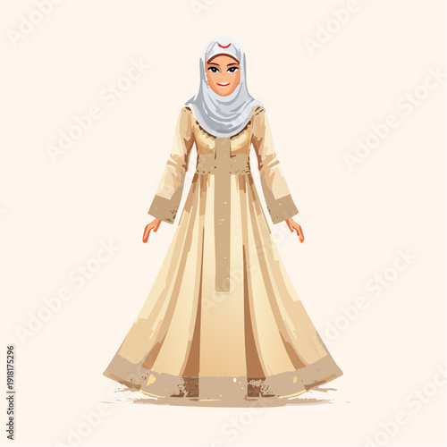 Muslim Woman Wearing Hijab and Abaya.