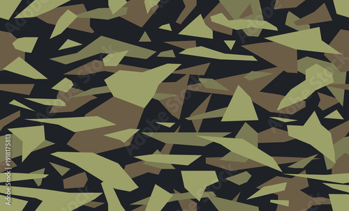 Debris camouflage, green military background. Camo pattern of geometric triangles shapes for urban camo clothing.	
