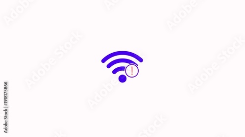 Wi-Fi error icon animation on white background. Bad network, problem with wifi. loss of server signal, connection problems, wireless communication alert
