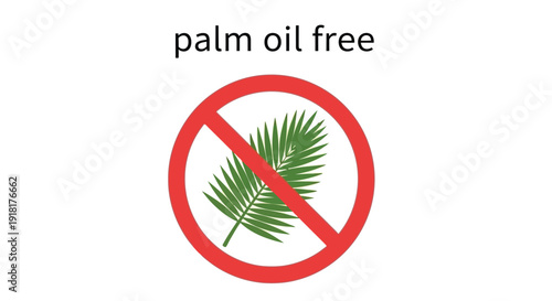 Palm oil free symbol a red circle with a slash over a palm frond