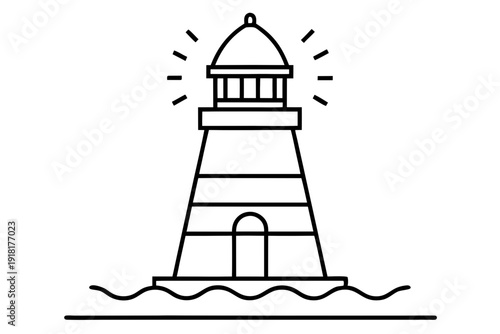 Minimal Beacon Structure Line Icon Marine Navigation Lighthouse SVG Vector