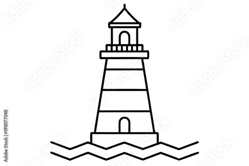 Minimal Beacon Structure Line Icon Marine Navigation Lighthouse SVG Vector