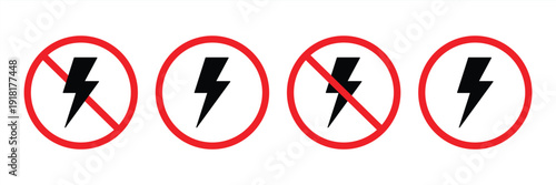 icon symbol that represents no electricity or power outage, a sign prohibiting the use of flash lights. vector illustration
