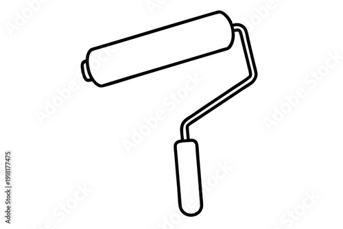 Minimal Line Sketch of Paint Roller – Simple Continuous Outline Icon
