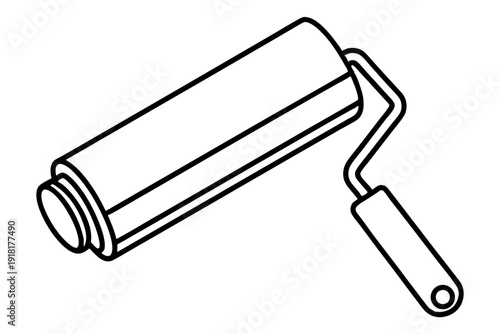 Minimal Line Sketch of Paint Roller – Simple Continuous Outline Icon