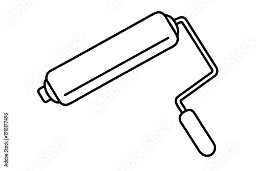 Minimal Line Sketch of Paint Roller – Simple Continuous Outline Icon