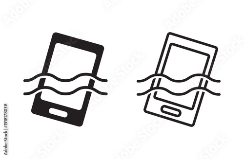 smartphone water protection icon vector for web design