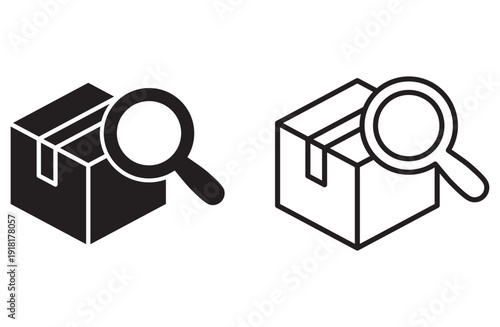 delivery box package search icon vector for web design