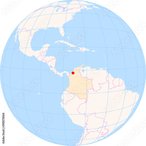 Location Map of Los Garzones Airport (Monteria, Cordoba, Colombia). IATA-code: MTR. No labels at all.