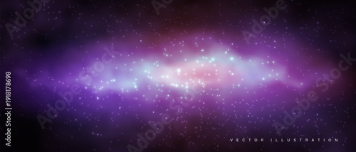 Sky galaxy cloud nebula stars dark night universe milky way cosmos vector