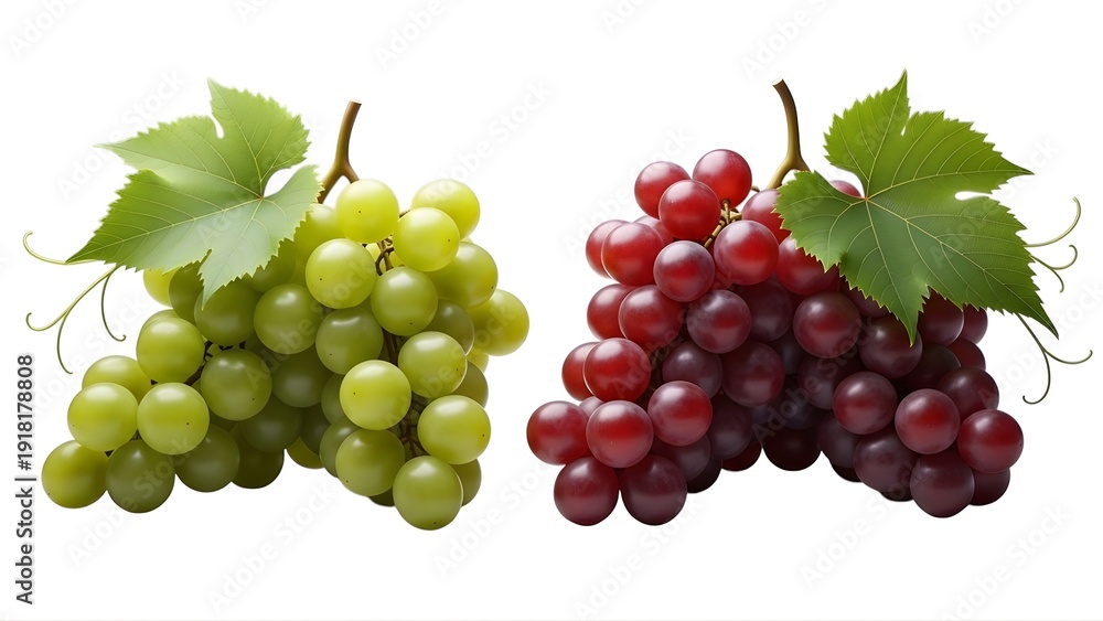 Fototapeta premium A bunch of red and green grapes on transparent background