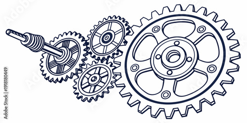 Intricate mechanical gears and clockwork components in detailed illustration