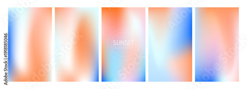 A set of 5 Y2K groovy posters drawn in yellow and blue color.