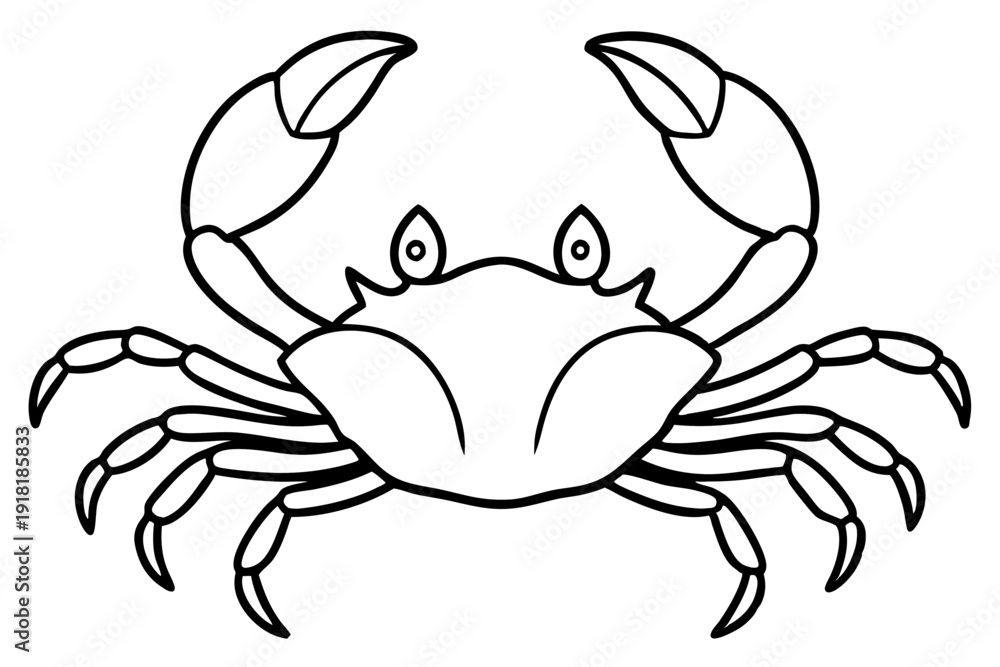 Fototapeta premium Clean Crab Outline Icon – Simple Ocean Theme Vector Art