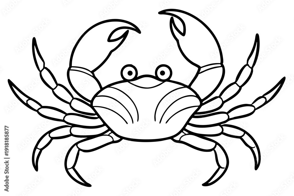 Fototapeta premium Clean Crab Outline Icon – Simple Ocean Theme Vector Art
