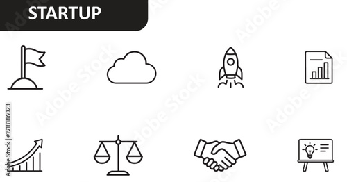 Startup icons and symbols for business and entrepreneurship