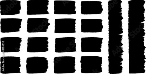 A black and white image of 20 small rectangles and two long rectangles