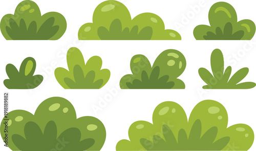 Cartoon bush collection. Set of bushes isolated vector illustration design elements	
